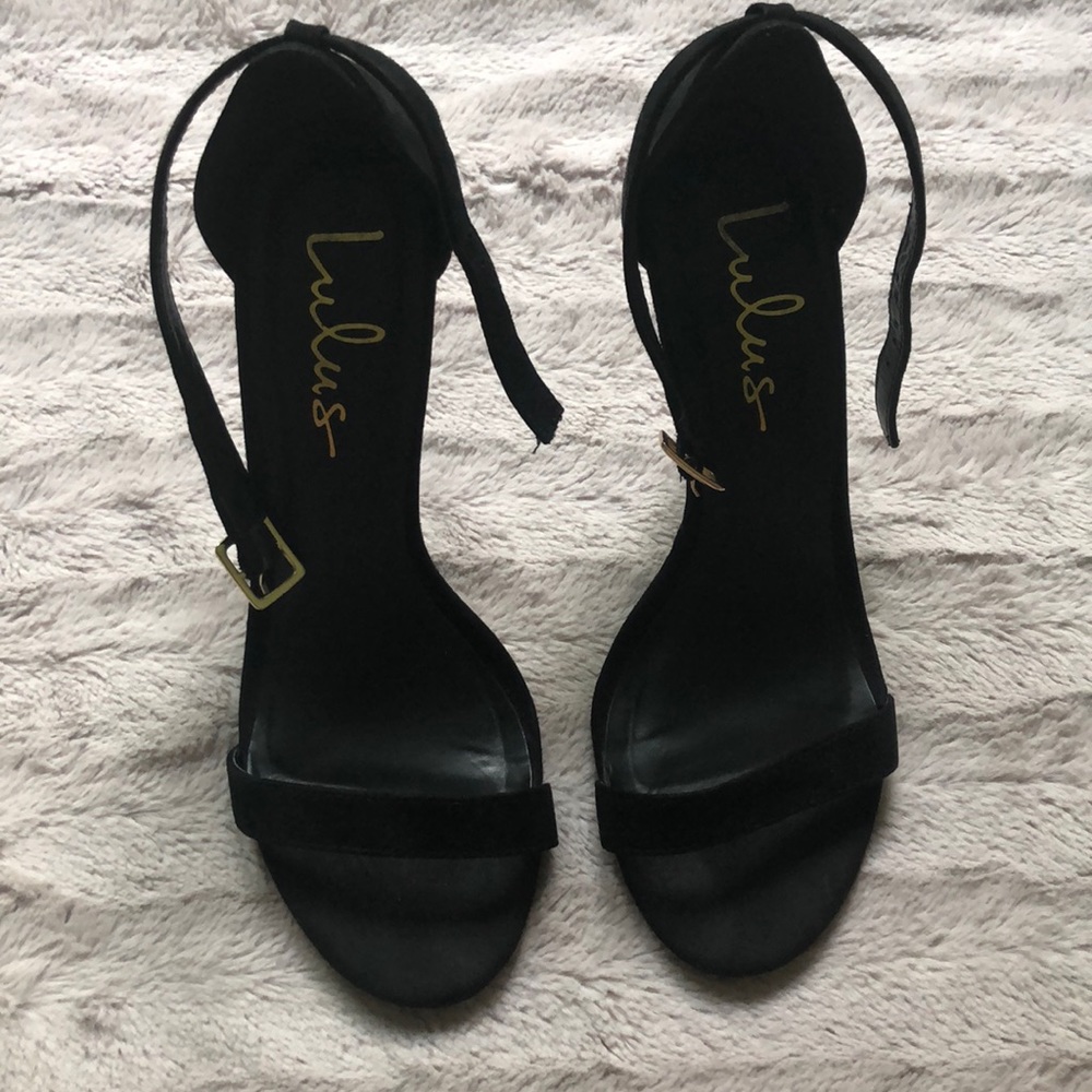 lulus skinny black strap heels